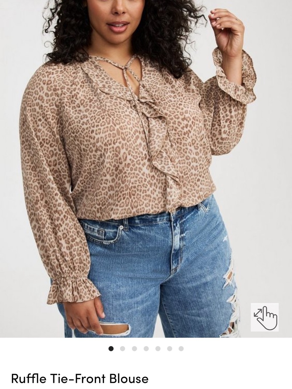NWT Torrid Size 0- Ruffle Tie-Front Leopard Blouse — Tan